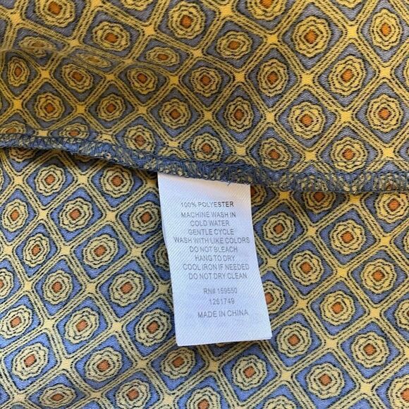 Carolina Belle Montreal Women’s Medium Yellow Blue Short Sleeve Blouse Top - Picture 11 of 13
